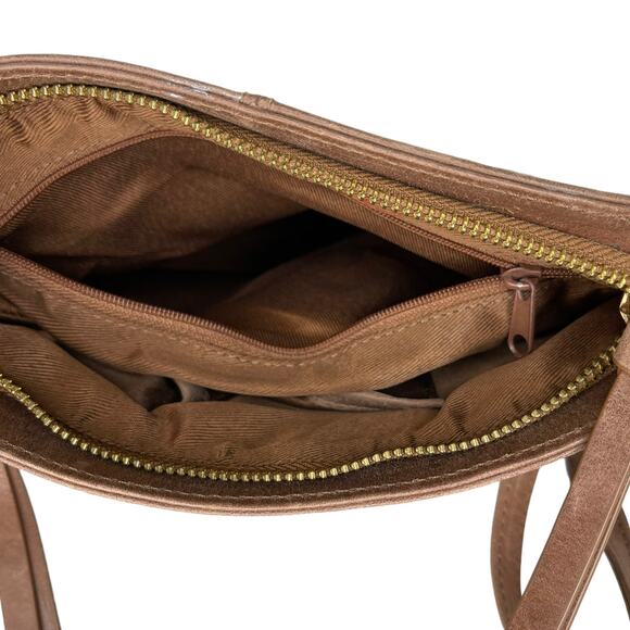 Estalon Leather Crossbody Brown Vintage Slim Crossbody Sipper Pocket Purse - Picture 7 of 9